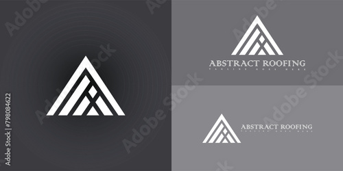 Abstract initial triangle letter AR or RA logo in white color isolated on multiple background colors. The logo is suitable for property and roofing company icon logo design inspiration templates.