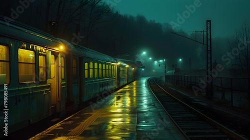 Midnight Transit: Evocative Scenes of Nocturnal Railway Journeys