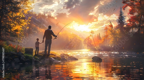 Lakeside Bonding: Father-Son Fishing Trip