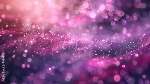 Pink and purple bokeh effect, sparkles, glowing light effects, starry sky.