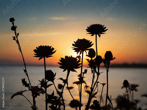 silhouette of flowers