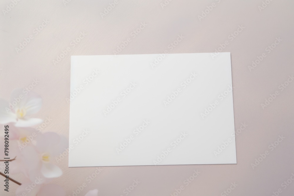 Simple invitation card mockup blossom flower paper. Simple invitation card mockup blossom flower paper.
