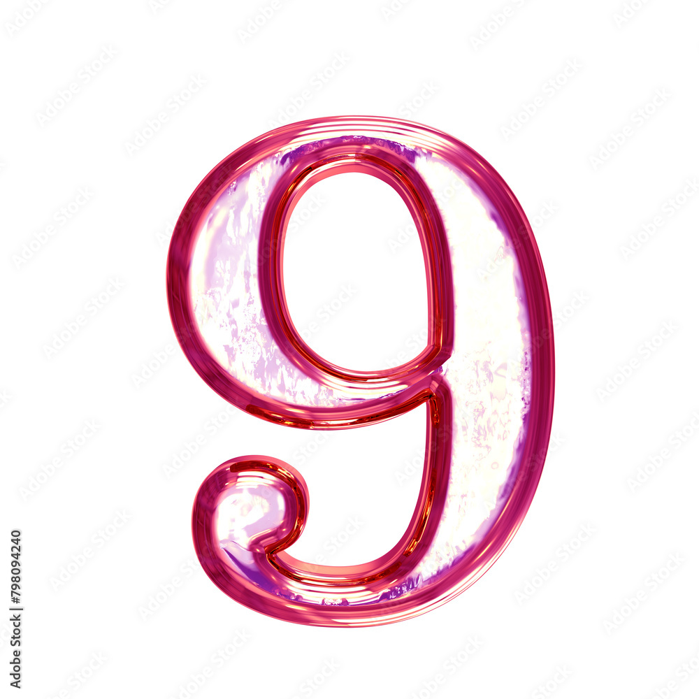 Ice symbol in a pink frame. number 9 Ice symbol in a pink frame. number 9