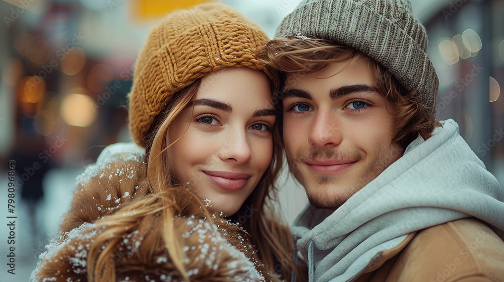 Beautiful young loving couple while shopping. Beautiful young loving couple while shopping.
