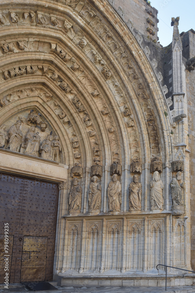 detail of cathedral of  Santa Maria de Castello de Empuries, Girona province, Catalonia, Spain