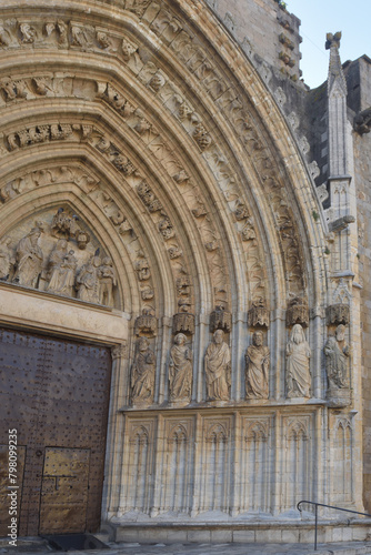 detail of cathedral of Santa Maria de Castello de Empuries, Girona province, Catalonia, Spain