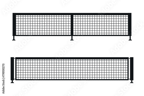 Two black pickleball nets icon. Silhouette vector illustration on white background