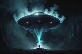 ufo in the night content created with generative AI software.