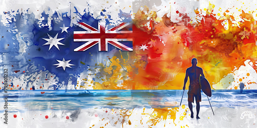 The Australian Flag with an Aboriginal Artist and a Lifesaver ...