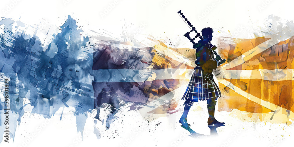 Scottish Flag with a Bagpiper and a Whisky Distiller - Picture the ...