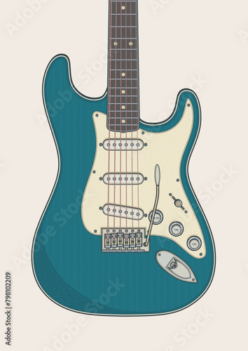 Iconic single coil solid body electric guitar art