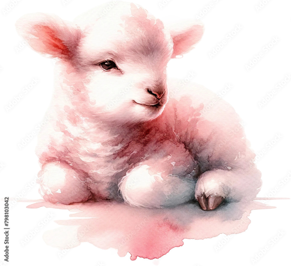 Fluffy Lamb Watercolor Illustration in Pastel Pink
Fluffy Lamb Watercolor Illustration in Pastel Pink
