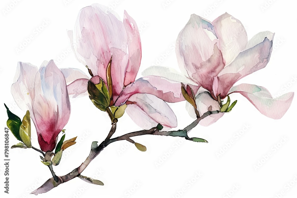 Elegant Watercolor Magnolia A Poster Object for Spring Decor and Design
