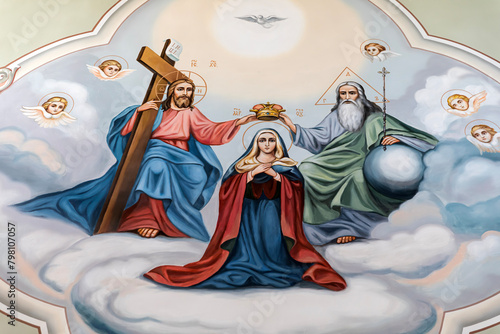 Slika na platnu Coronation of the Virgin. Fresco
