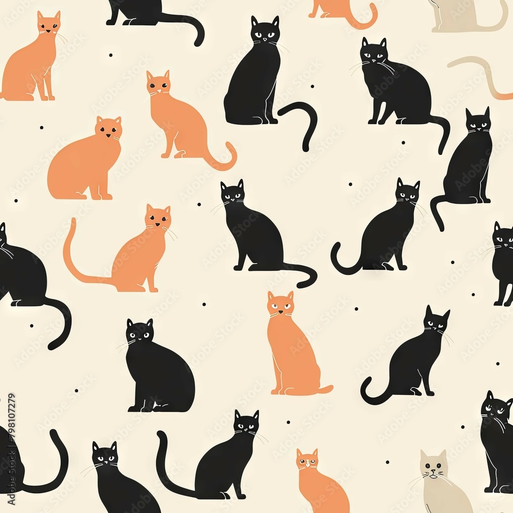 Feline Seamless Pattern A Purring Friendly Design for Home Interiors