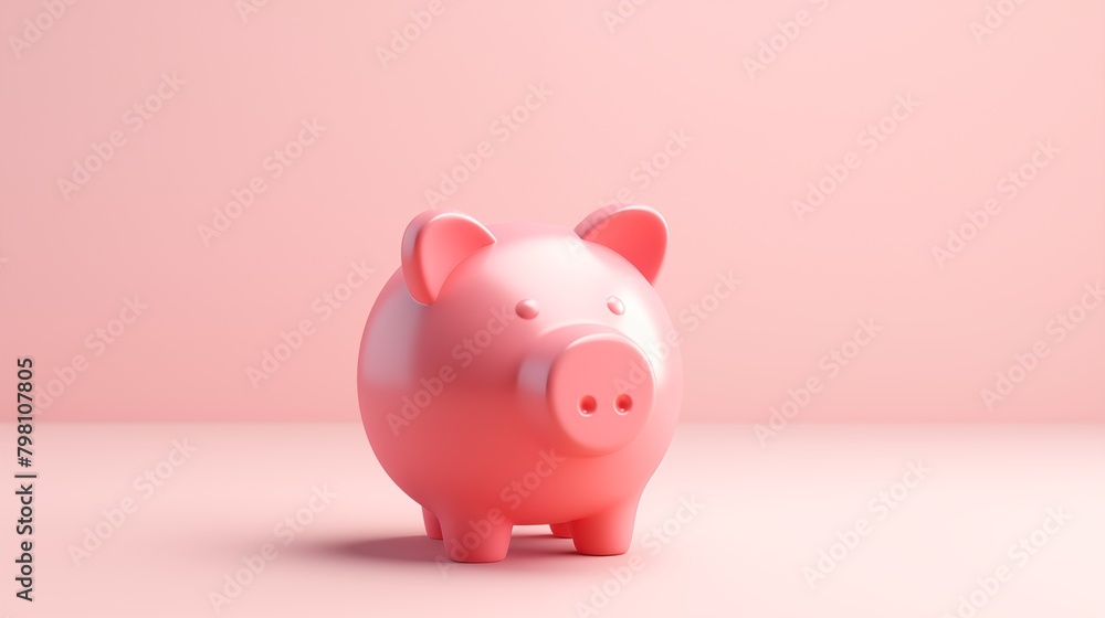 3d Pig piggy bank on pink background. Financial services. Safe finance investment. Money creative business concept.