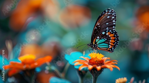 Vibrant summer garden: close-up of exquisite butterfly perched on flower - macro nature photography