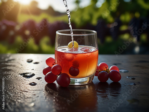 Glass of fresh grapes juice photo