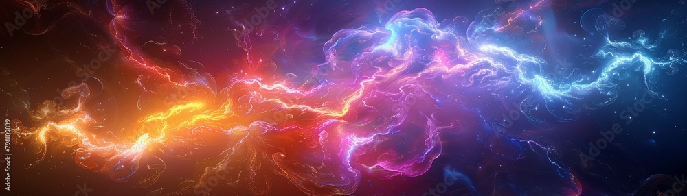 Abstract neon fractal wallpaper with space Abstract neon fractal wallpaper with space