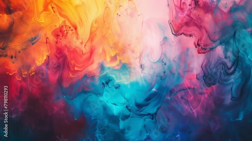 Colorful abstract painting, focus on brush strokes and color blending, creative and inspiring photo