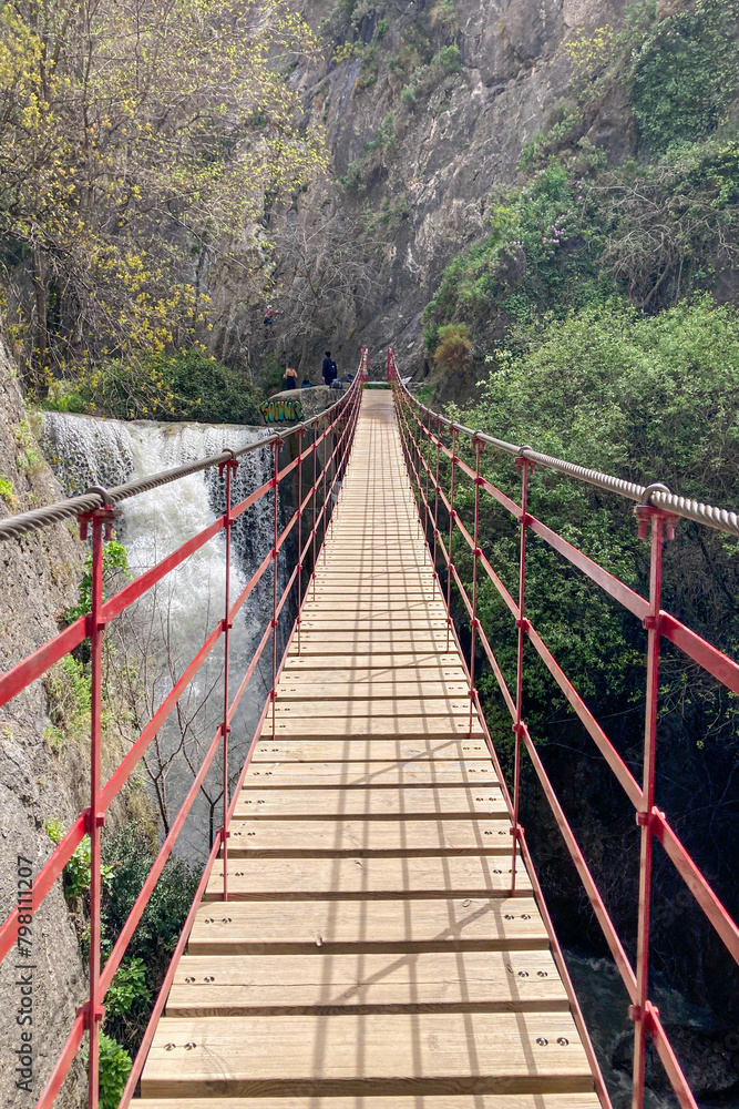 Obraz premium Hiking trail of Sabina over Monachil river in Monachil, Granada, Spain