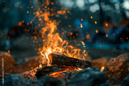 Enchanting Campfire Flames in a Picturesque Forest Setting at Dusk © smth.design