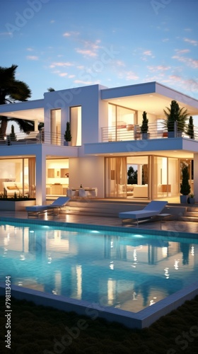 b'A stunning modern villa with a pool' © duyina1990