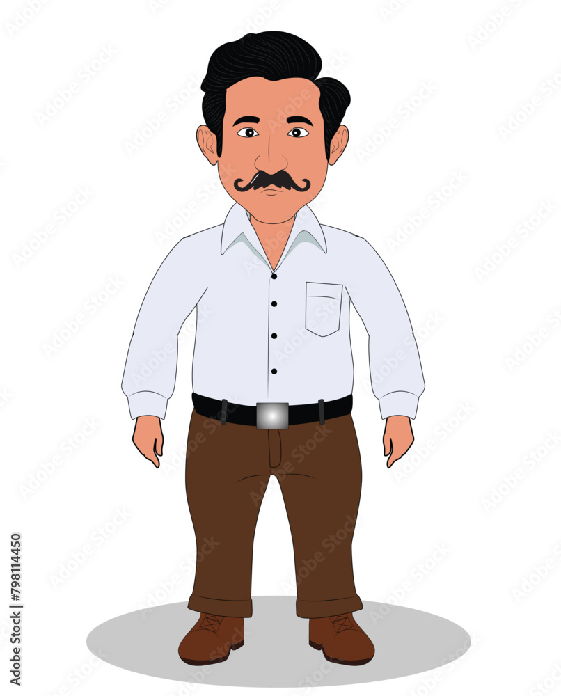 Fototapeta premium Indian Businessman front view standing cartoon character design