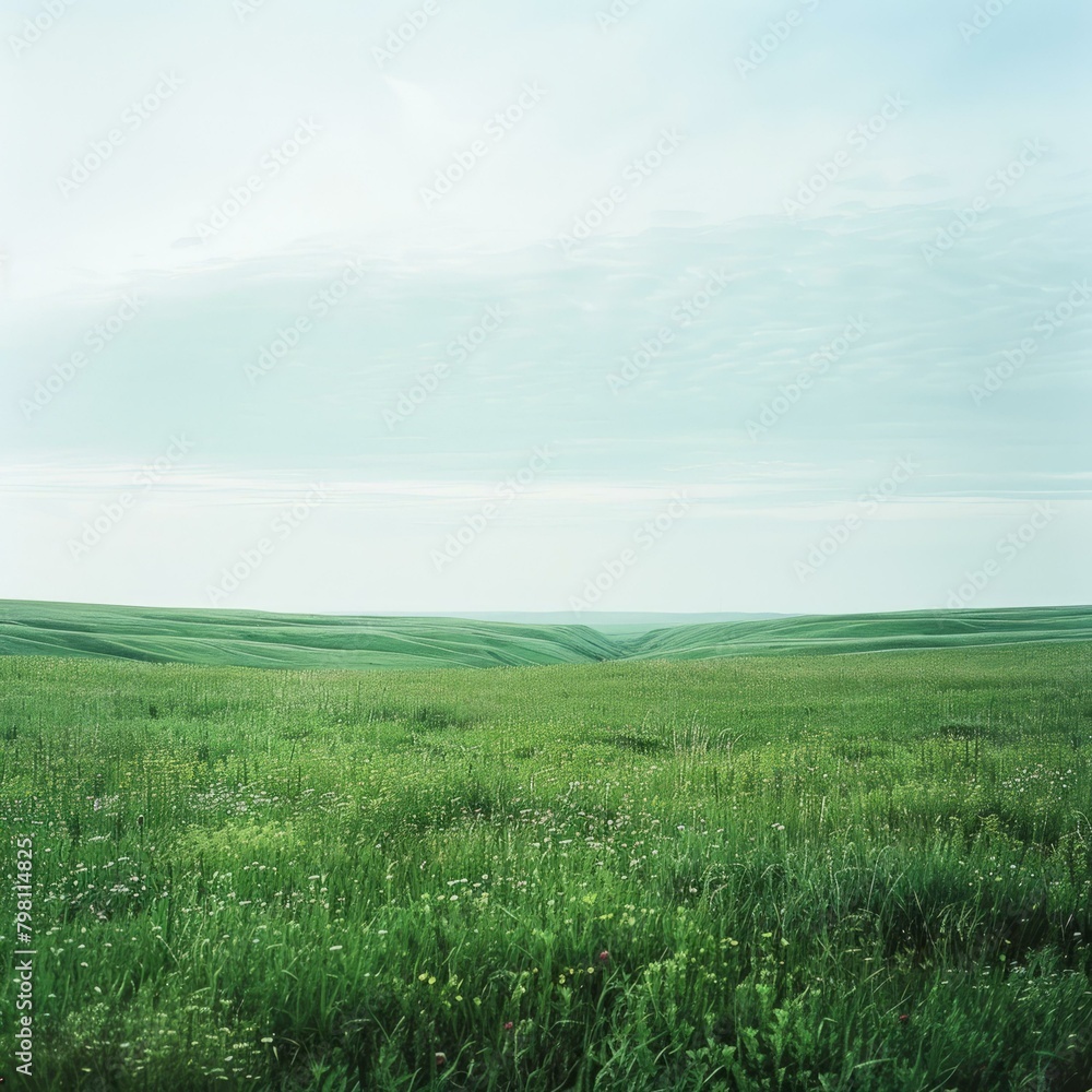 b'Green rolling hills under a blue sky'