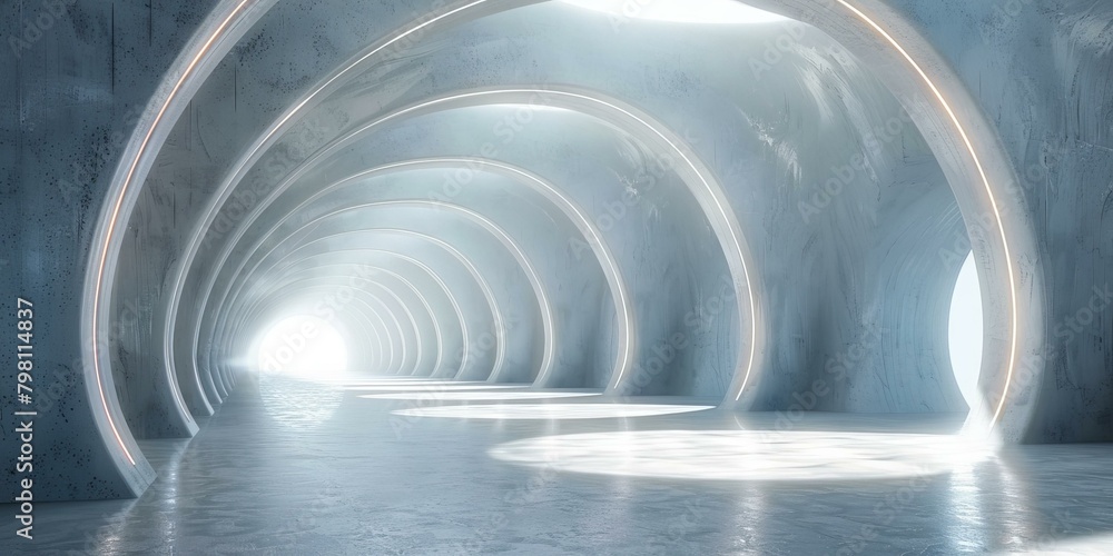 Obraz premium Futuristic Sci-Fi Concrete Circular Corridor
