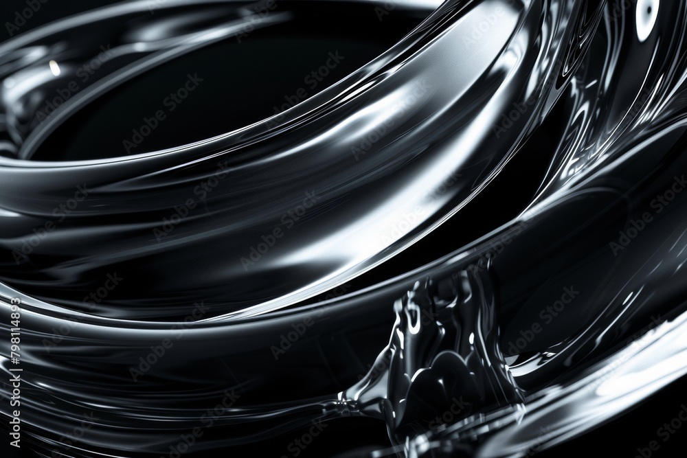 Abstract geometric black background with glass spiral tubes, flow clear fluid with dispersion and refraction effect, crystal composition of flexible twisted pipes, modern 3d wallpaper, design element Abstract geometric black background with glass spiral tubes, flow clear fluid with dispersion and refraction effect, crystal composition of flexible twisted pipes, modern 3d wallpaper, design element