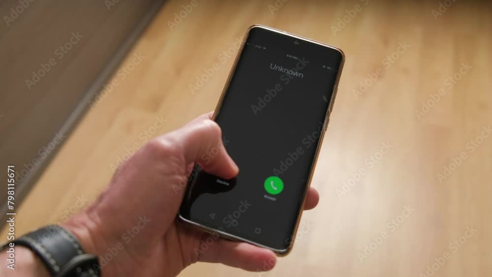Unknown call from scammers on a mobile phone.