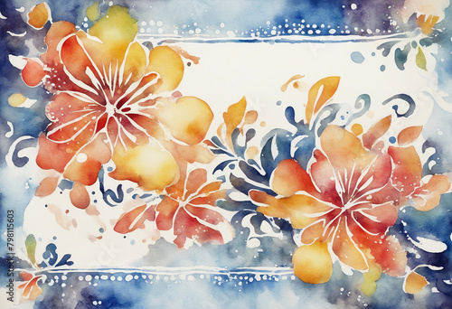 batik design in splash watercolor painting