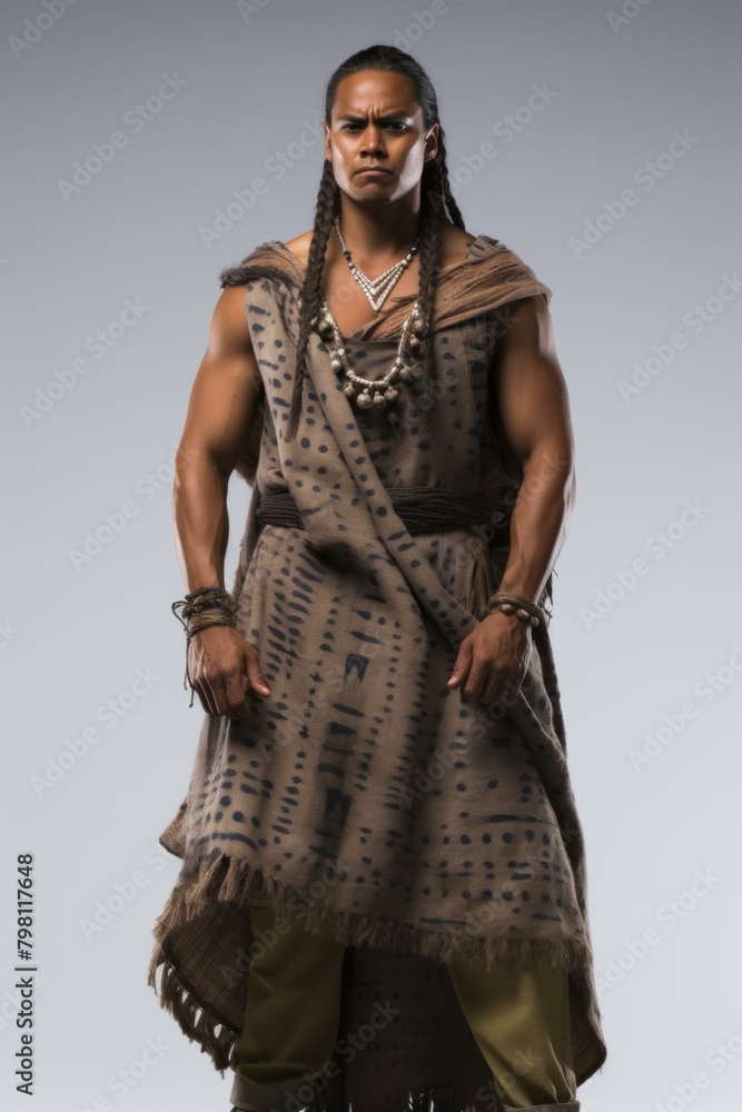 b'Native American man in traditional clothing'