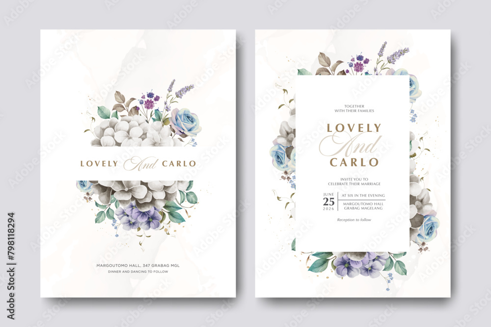 invitation set of cards with wild flowers 