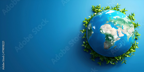 world health day & earth day concept blue background