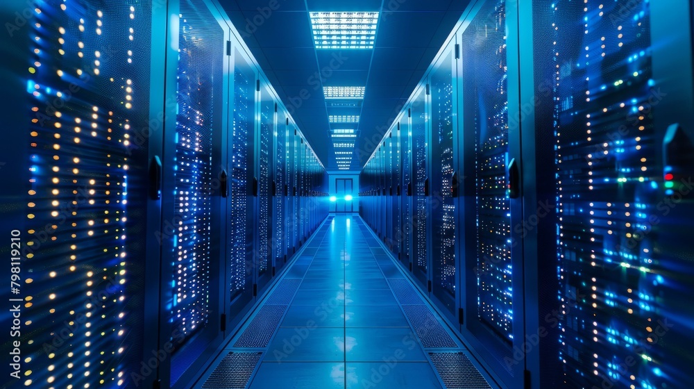 b'Blue and Glowing Server Room' b'Blue and Glowing Server Room'