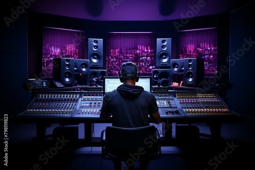 b'Black man in a recording studio' photo