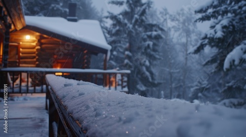 A winter storm rages outside but inside a cozy cabin a family enjoys the toasty heat of a sauna surrounded by the blinding whiteness of the snow outside..