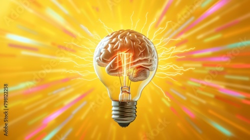 b'A light bulb with a brain inside it'