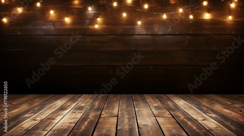 b'Glowing lights on a wooden background' photo