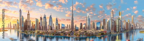 A beautiful painting of Dubai, United Arab Emirates. photo