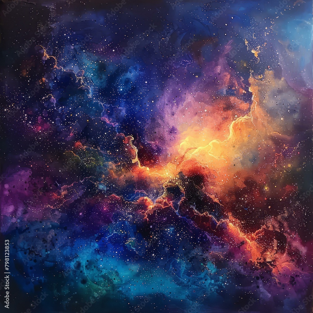 b'Colorful abstract painting of a nebula'