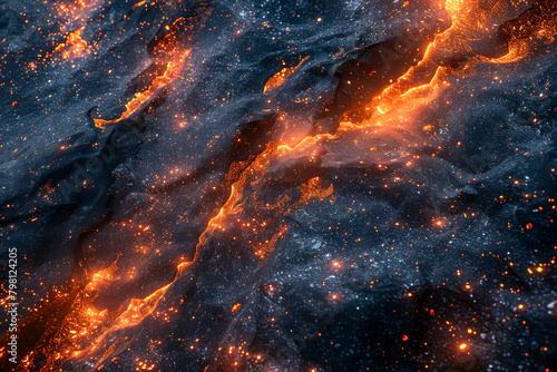 Fiery Lava like Textures Flowing Through a Cosmic Space Background