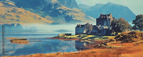The majestic Eilean Donan Castle stands on a small tidal island in Loch Duich, in the Scottish Highlands photo