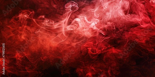 A stream of red smoke on a dark background. AI generative.