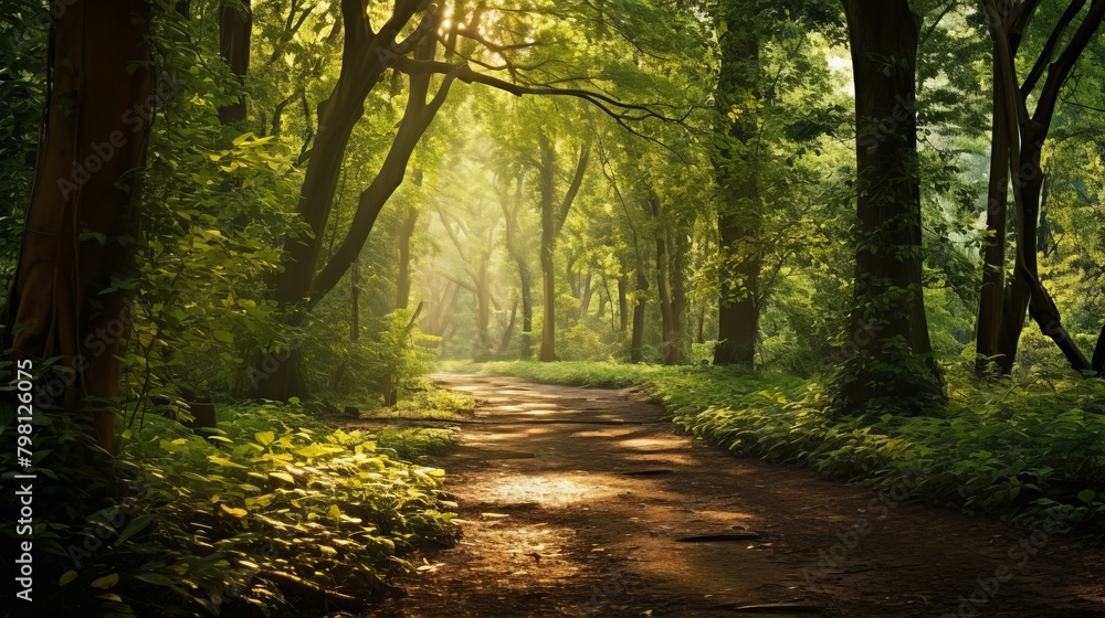 Obraz premium b'The sun shines through the forest'