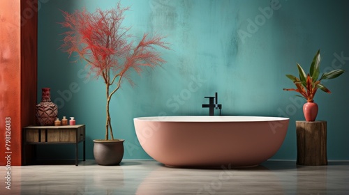 b Luxury bathroom interior with coral tree 