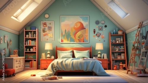 b'Cozy bedroom in the attic' photo