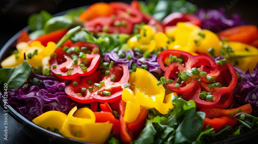 b'Salad with bell peppers, tomatoes, and red cabbage' b'Salad with bell peppers, tomatoes, and red cabbage'